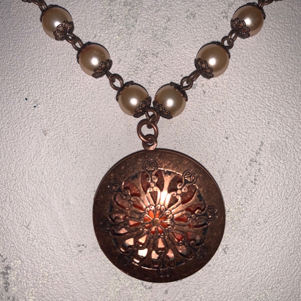 Gold Necklace with Bronze Medallion #004
